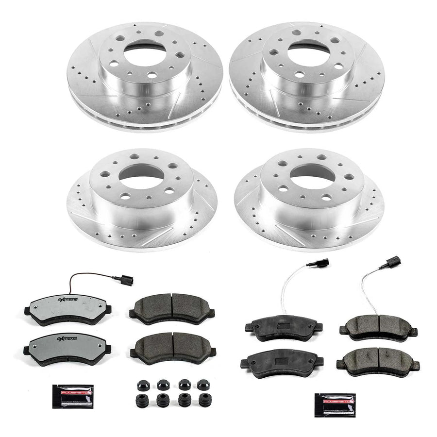 Power Stop K8361-36 Z36 Truck & Tow Front and Rear Brake Kit, Carbon Fiber Ceramic Brake Pads and Drilled/Slotted Brake Rotors