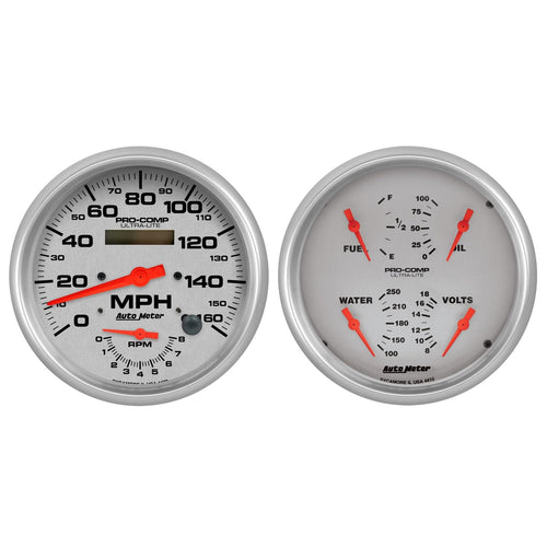 Auto Meter Gauge Kit 4405, 2 Pc., Tach/Speedo & Quad, 5", Ultra-Lite