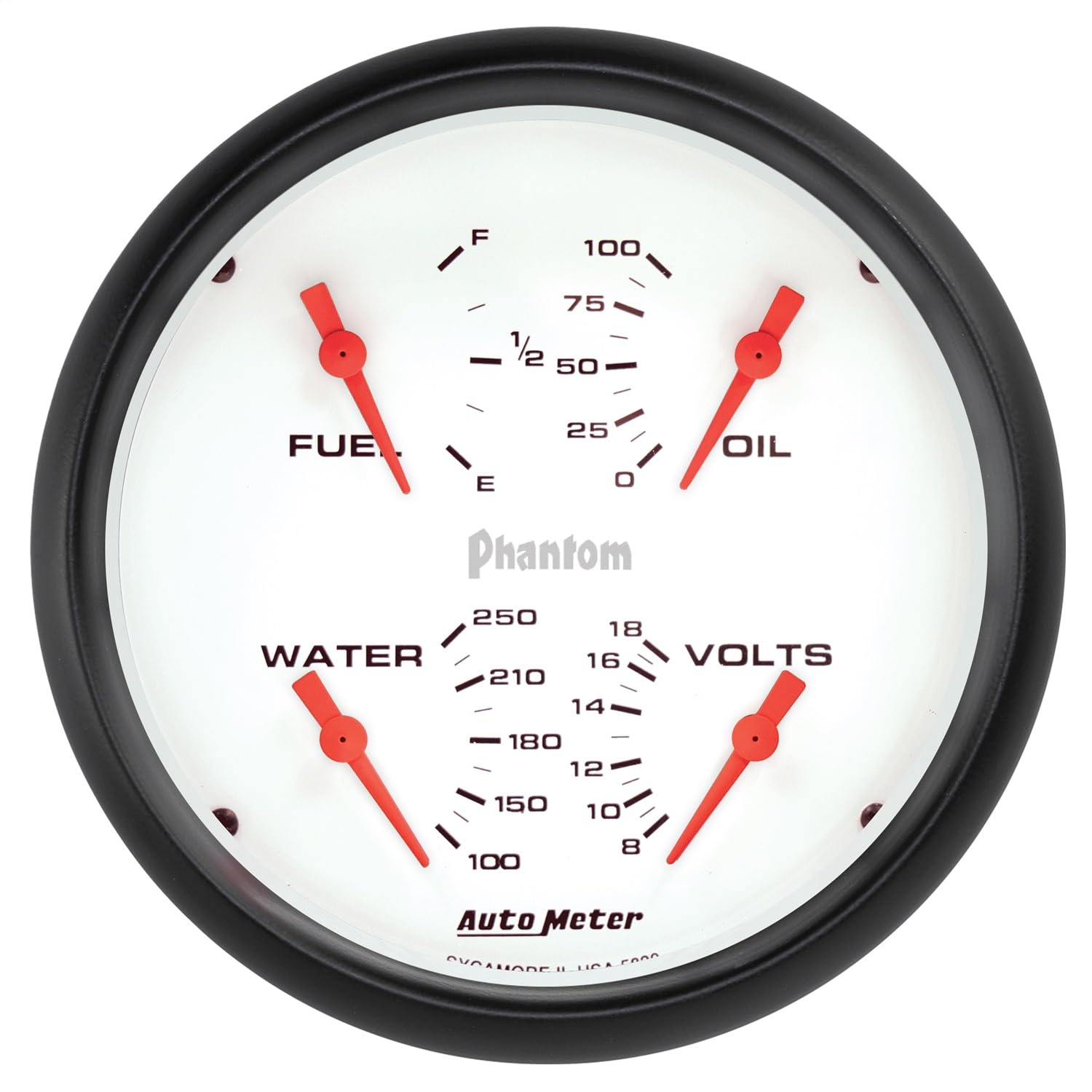 Quad Auto Meter 5820 Gauge, 5", 240Ωe-33Ωf, Elec, Phantom