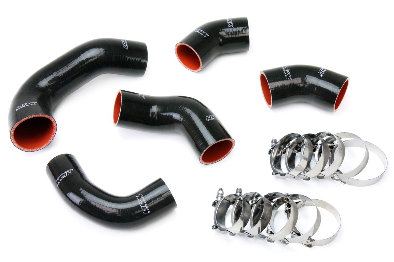 Black HPS 57-1227-BLK Silicone Intercooler Hose Kit