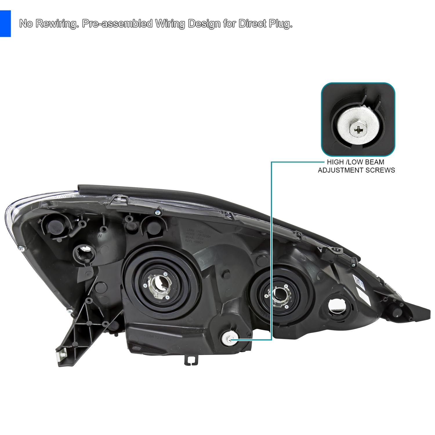 Chrome Headlights SPEC-D TUNING Compatible with 2006-2010 Toyota Sienna, Left + Right Pair Headlamp Assembly