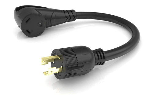 Furrion Pigtail RV Adapter - 30 Amp Female Connector to 30 Amp 4-Prong Male Plug (Black) with PullSmart Technology - FP31GEN4R-SB