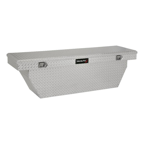 Crossover Tool Box TrailFX Deep Angled Single Lid With Struts Diamond Tread Bright Polished 16 Gauge Aluminum 12.4 Cubic Foot Capacity With Plastic Tray 111701