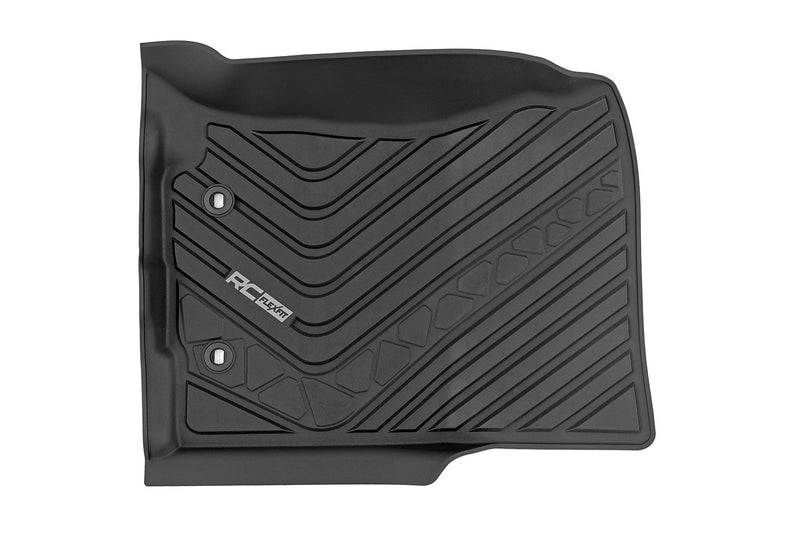 Flex-Fit Rough Country Front Floor Mats for Toyota Tacoma (2016-2023) Double Cab - Custom All-Weather Non-Slip TPE Liners w/Spill Saver Lip
