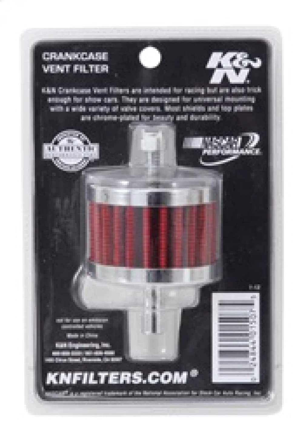 K&N Air Filter/ Breather Vent: High Performance, Premium, Washable, Replacement Engine Filter: Flange Diameter: 0.25 In, Filter Height: 1.5 In, Flange Length: 0.875 In, Shape: Breather, 62-1090