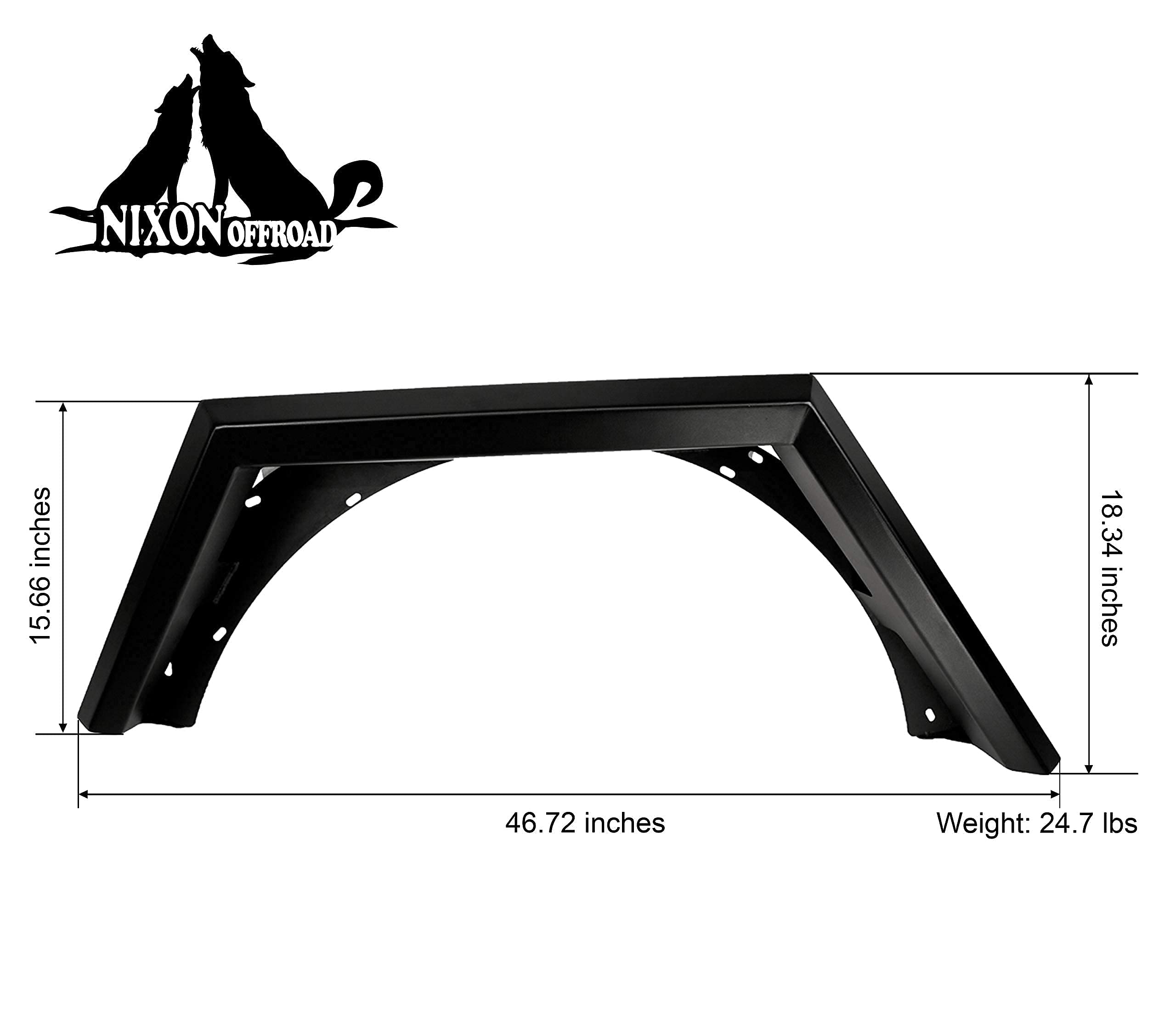 Rear Fender Flares NIXON OFFROAD Compatible With 2018 2019 2020 2021 2022 2023 2024 2025 2026 Jeep Wrangler JL