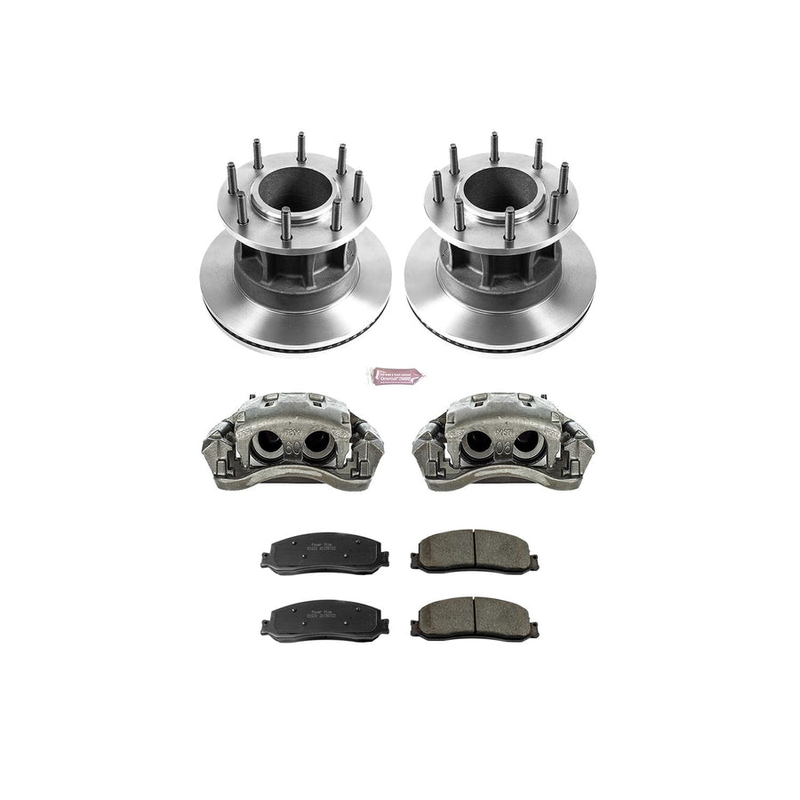 Power Stop KCOE6526 Replacement Autospeciality Front Caliper Kit- OE Rotors, Ceramic Brake Pads, Calipers For Ford F-350 Super Duty 2012 [Model Specific]