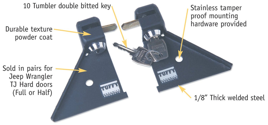 Door Locker Tuffy Security Products for Jeep Wrangler TJ, LJ | 1997-2006