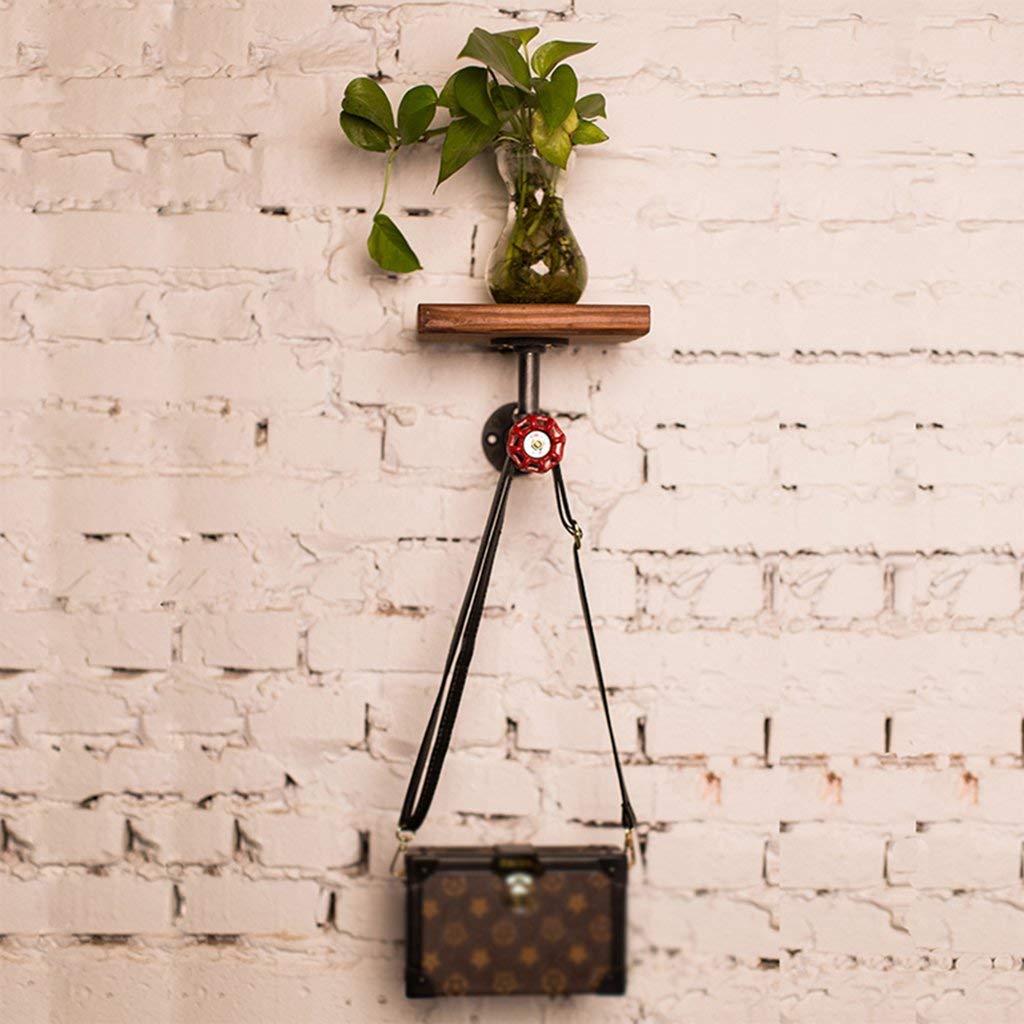 YIMJ Water Pipe Rack Coat Rack Industrial Wind Creative Wall Decoration Solid Wood Flower Stand, B