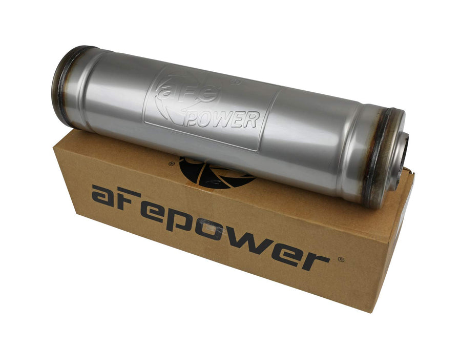 MACH Force-Xp Muffler aFe Power, 2-1/2" Inlet/Outlet, Center/Center, 5" x 18" Round Body