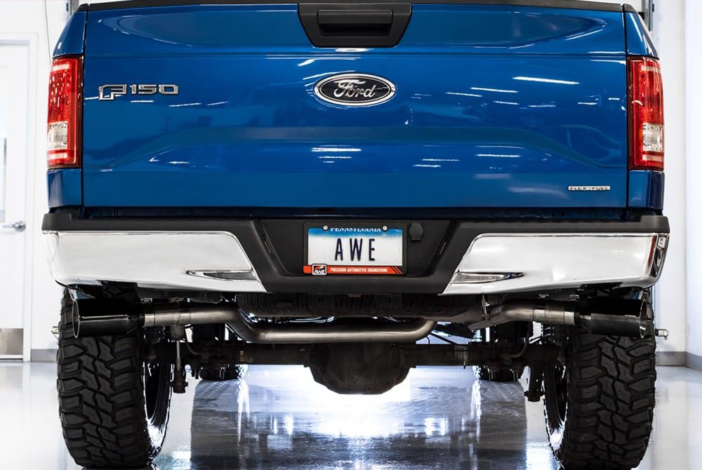 0FG AWE Dual Exit Exhaust for '15-'20 F-150-5" Diamond Black Tips