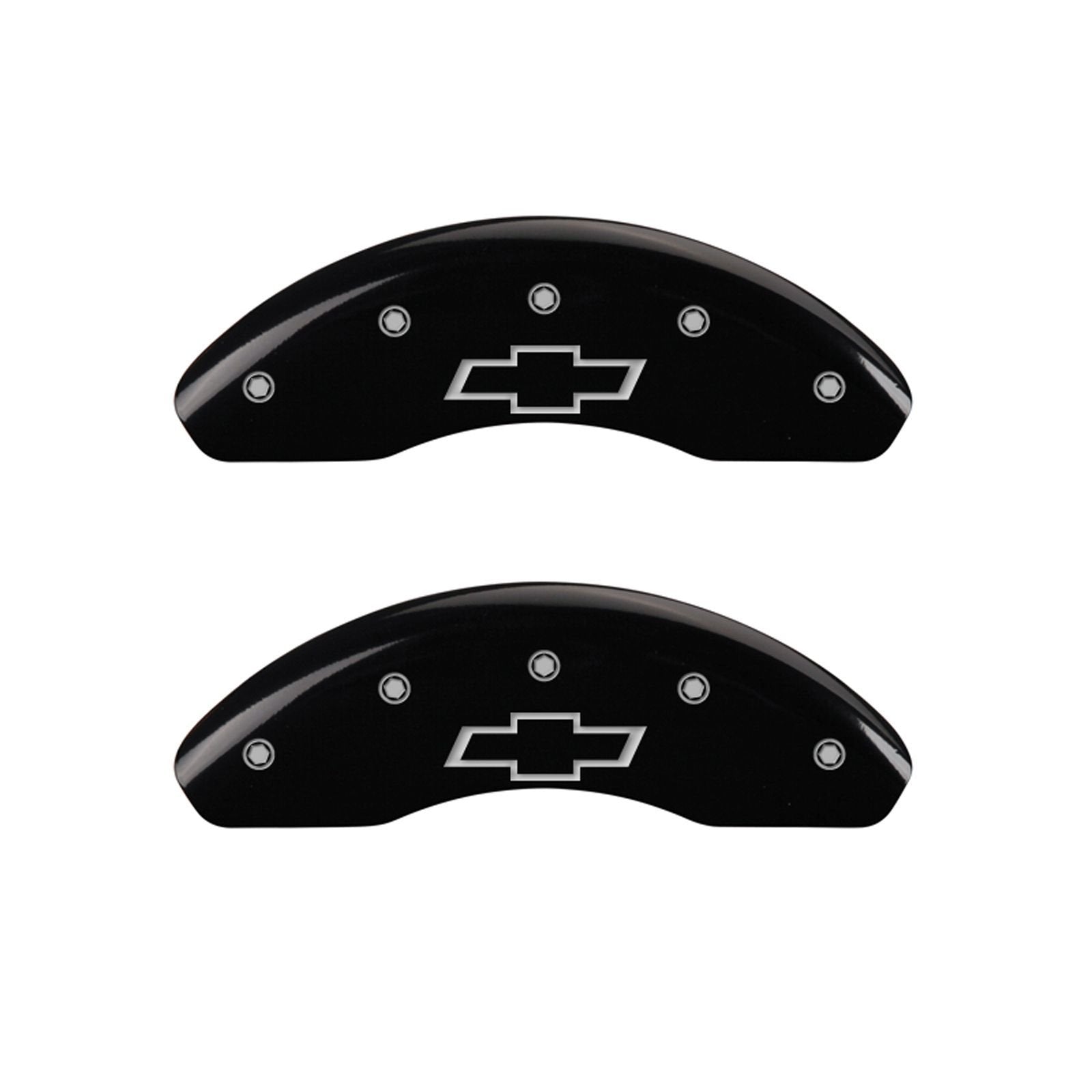 Caliper Covers MGP 14206SBOWBK 'Bowtie' Engraved with Black Powder Coat Finish and Silver Characters, (Set of 4)