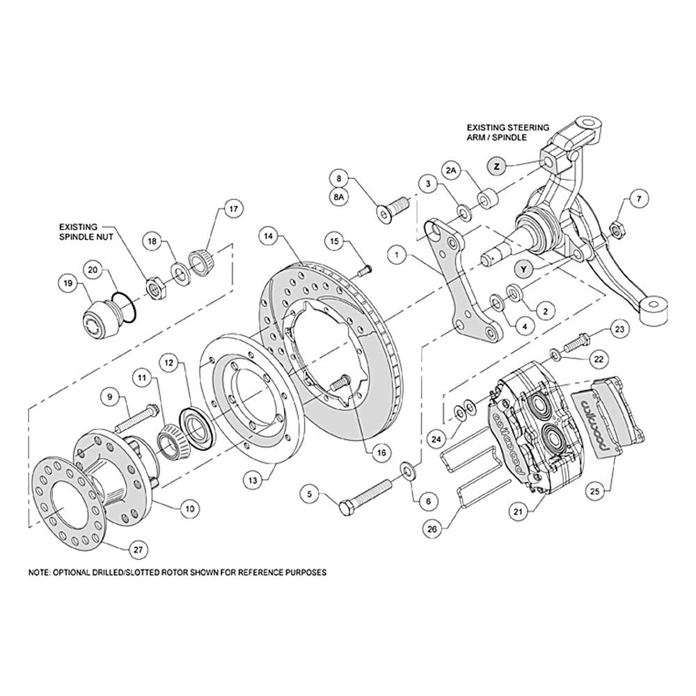 Front DP-DB Kit,11.00", Drilled,Red
