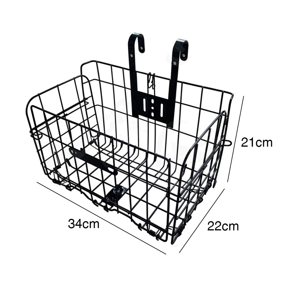 beiyoule Foldable Basket Bike, Detachable Front Rear Bike Basket Wire Mesh Bicycle Hanging Rack for Mountain Bike Accessories Bike Frame