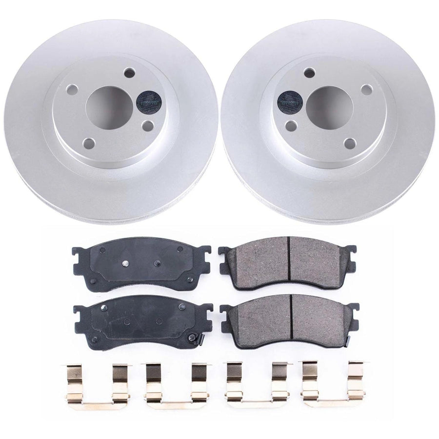 Power Stop CRK6786 Front Brake Kit- Coated Brake Rotors & Z17 Ceramic Brake Pads For Mazda Protege 2001-2003 [Model Specific]
