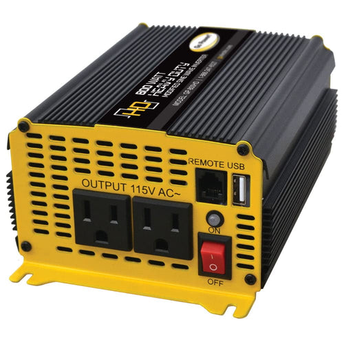 Go Power! 80175 GP-800HD Heavy-Duty 800 Watt/Modified Sine Wave Power Inverter 12V to 110V AC, Compact Solution for Home & Outdoor Use, Black