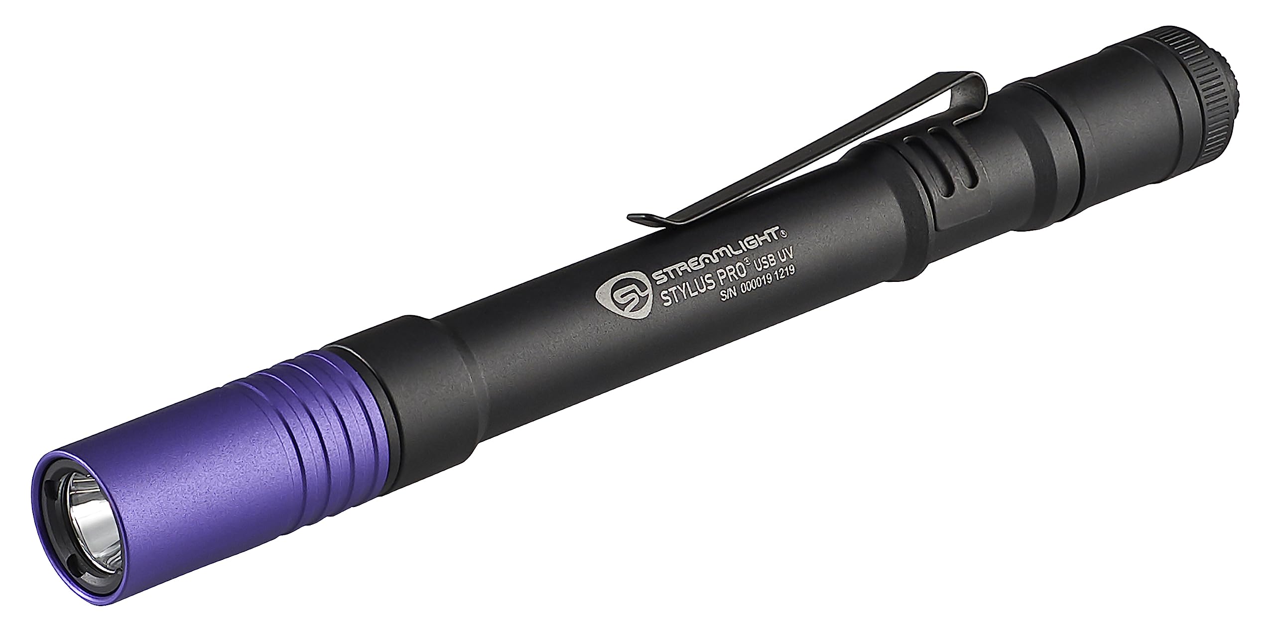 Streamlight Stylus Pro USB 66149 400nm UV Rechargeable Penlight with USB Cord and Nylon Holster, Black