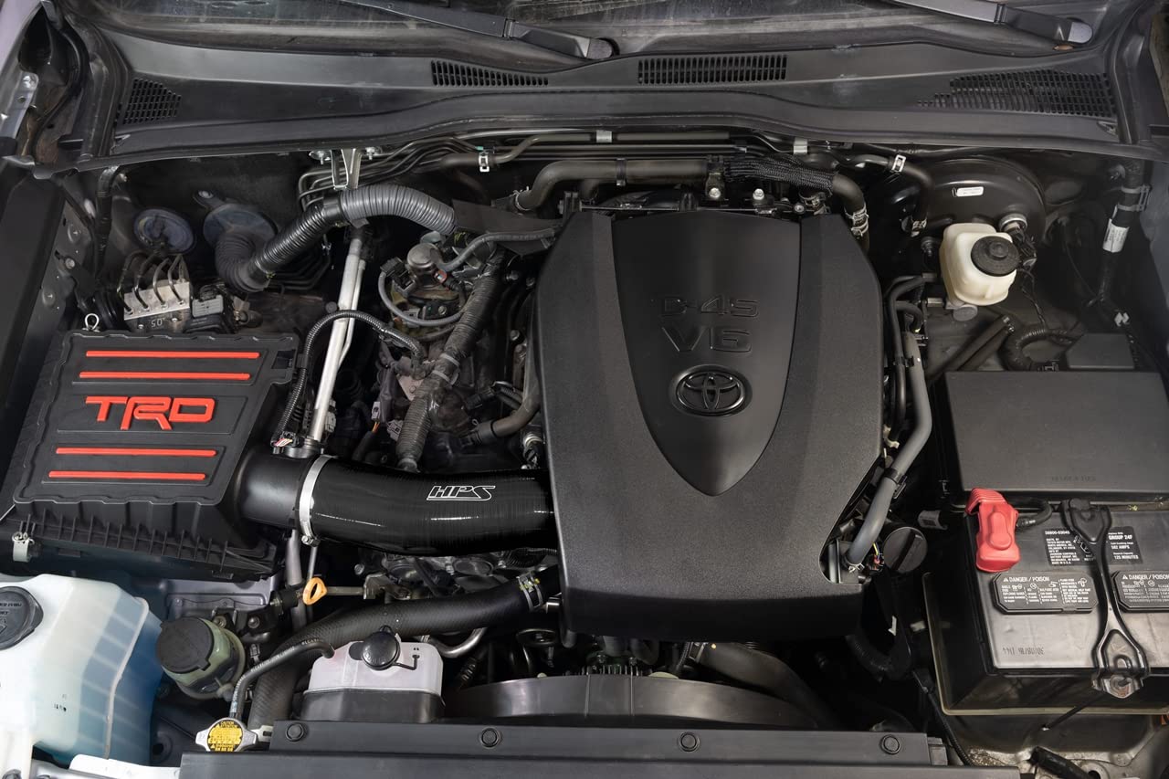 HPS Black Silicone Reinforced Post MAF Air Intake Hose Kit Compatible for 2016-2023 Toyota Tacoma 3.5L V6 Equipped with TRD airbox, 57-2126-BLK
