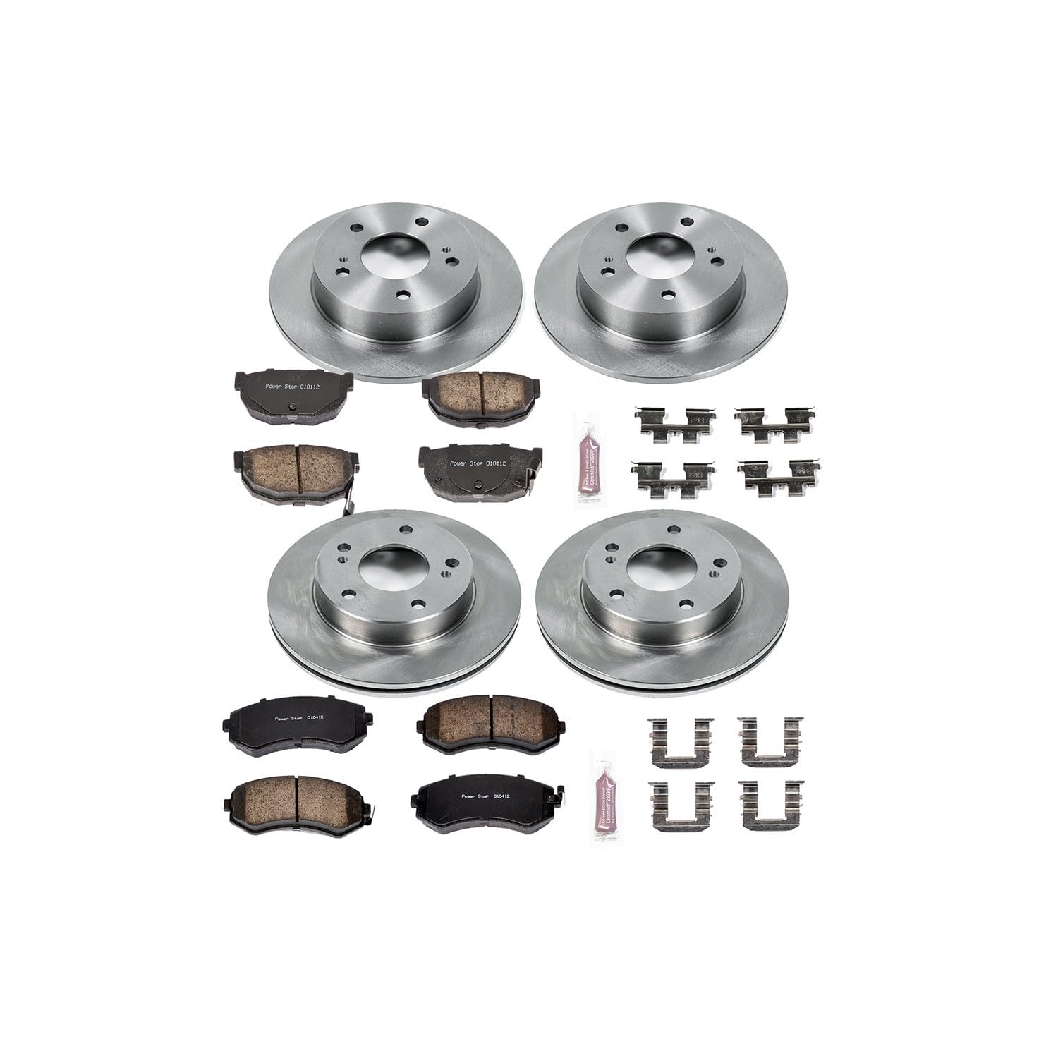 Power Stop KOE755 Front and Rear Autospecialty Replacement Brake Kit - OE Brake Rotors & Ceramic Brake Pads For Nissan 240SX 1994-1996 [Vehicle Specific]