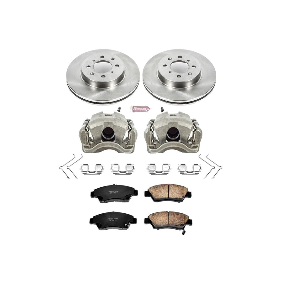 Power Stop KCOE696 1-Click Autospecialty OE Replacement Brake Kit with Calipers For Honda Civic 2003-2005 [Model Specific]