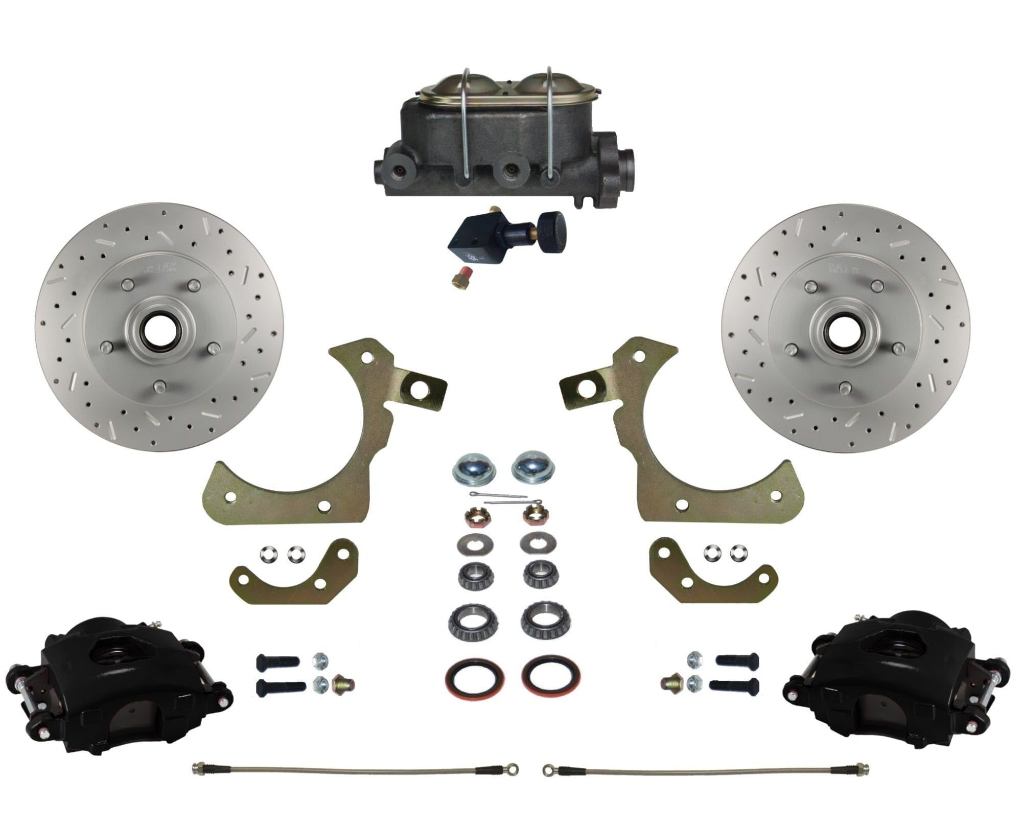 LEED BRAKES Front Disc Brake Conversion Kit Manual With Adjustable Proportioning Valve Maxgrip Xds Black Calipers