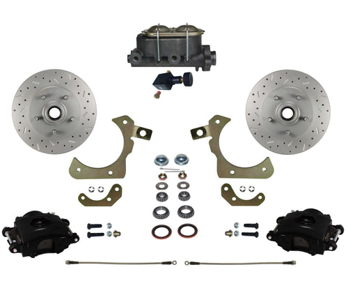 LEED BRAKES Front Disc Brake Conversion Kit Manual With Adjustable Proportioning Valve Maxgrip Xds Black Calipers