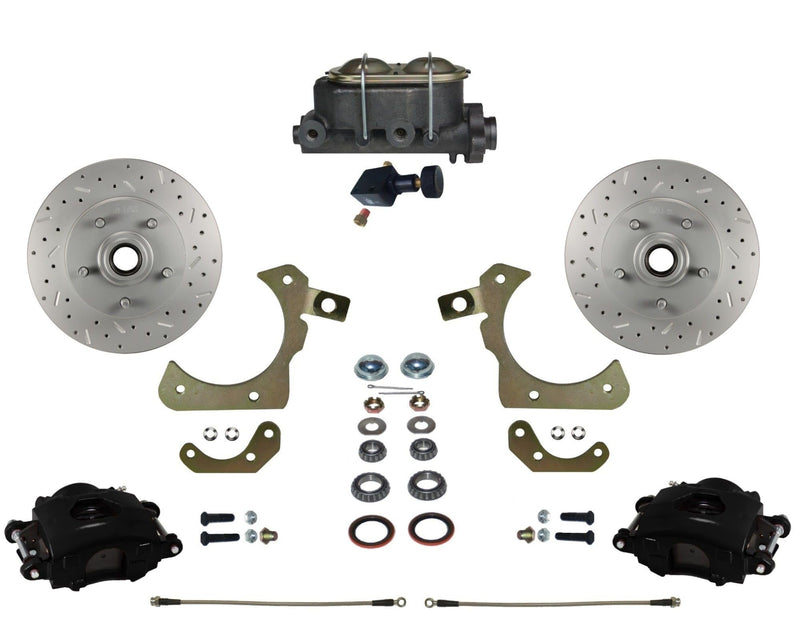 LEED BRAKES Front Disc Brake Conversion Kit Manual With Adjustable Proportioning Valve Maxgrip Xds Black Calipers
