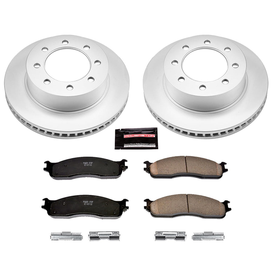 Power Stop Coated CRK2203 Brake Rotor & Ceramic Brake Pads- front For Dodge Ram 1500 2006-2008 | Dodge Ram 2500 2003-2008 | Dodge Ram 3500 2003-2008 [Vehicle Specific]