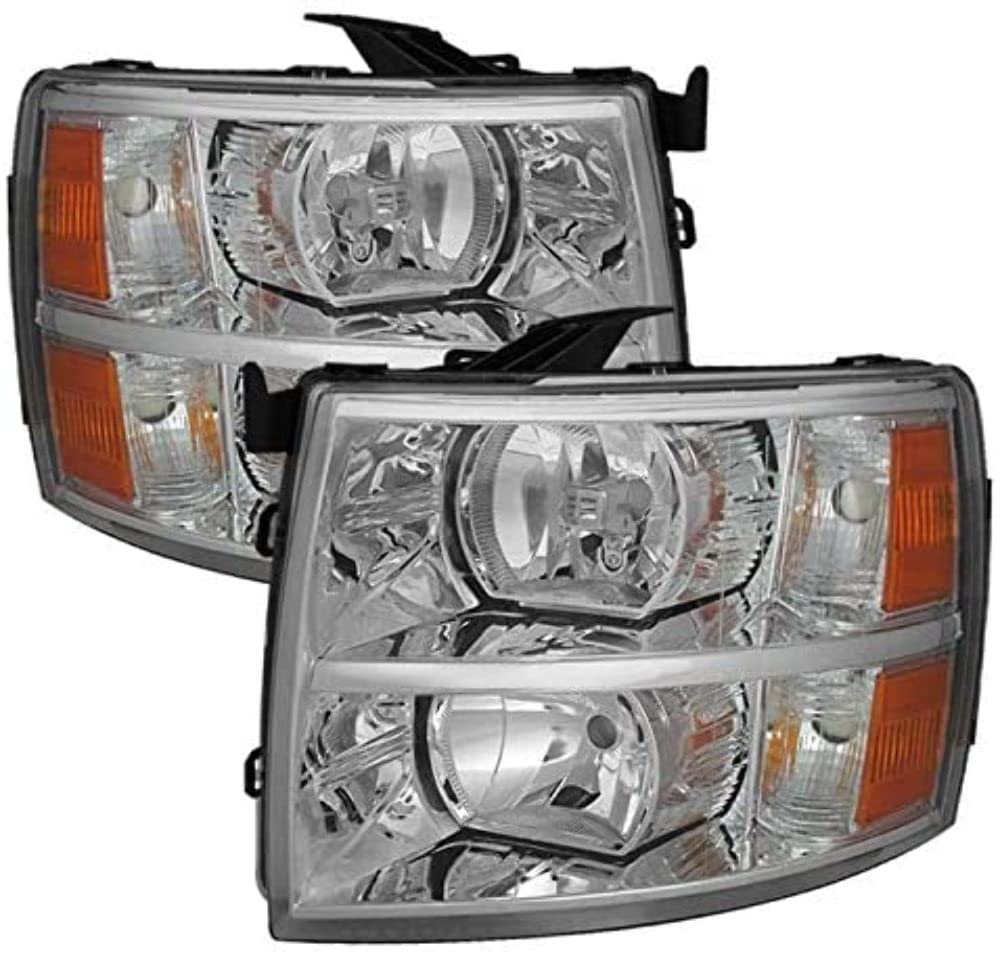 Chevy Silverado 1500/2500/3500 Chrome Crystal Headlight - Pair Spyder Auto (HD-JH-CS07-AM-C)