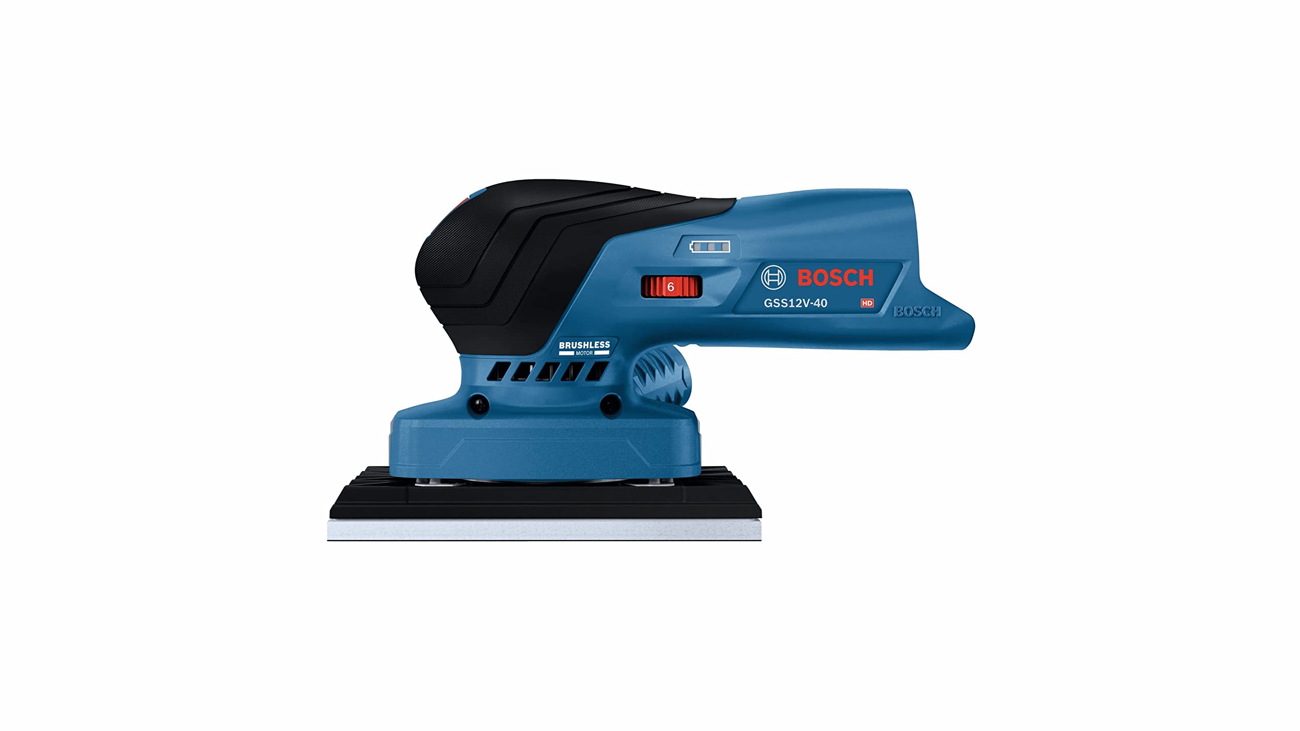 12V Max BOSCH GSS12V-40N Brushless Orbital Finishing Sander With Dust Bag, 1/4 and 1/3 Sheet (Bare Tool)