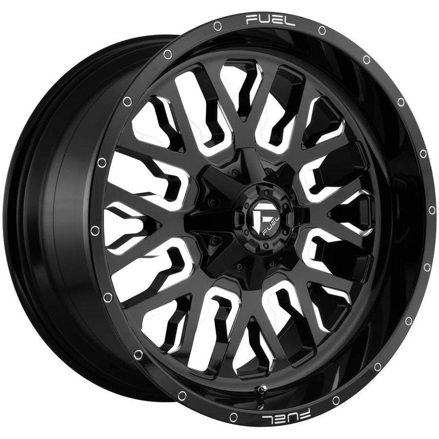 D611 Fuel Offroad STROKE Black Wheel with Gloss Milled and tpms (20 x 9. inches /6 x 135 mm, 1 mm Offset)