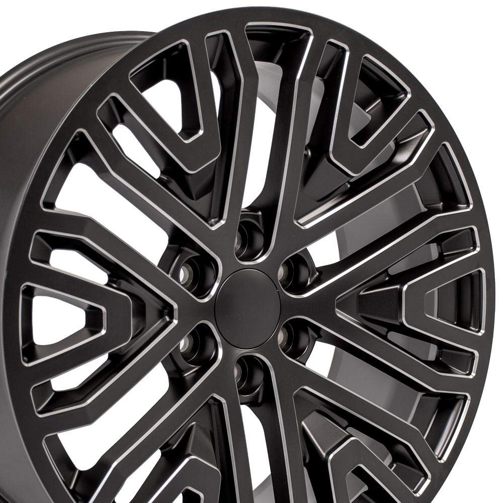 22 Inch OE Wheels CV37 Rim Fits Sierra 1500 Style 6x139.7 22x9 Satin Black with Milled Edge - Hollander 5906 (1)