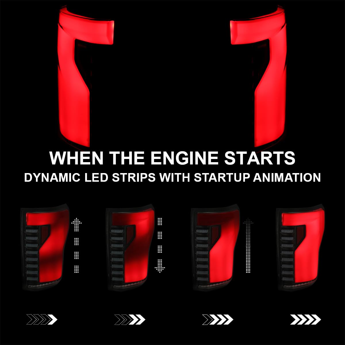 Black Smoke SPEC-D TUNING Lightning Style LED Tail Lights w/Red LED Sequential Turn Signal and Startup Animation Compatible with 2018-2020 Ford F150 Pickup, Left + Right Pair Assembly