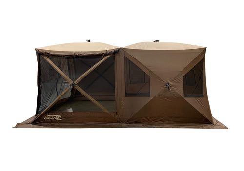 Cabin Screen Shelter Quick-Set – 8-Person Pop-Up Tent with Removable Floor, Divider, Rain Fly & Zip-Down Sides, 112 sq. ft., Brown/Tan/Black, Tear-Resistant Mesh, Easy Setup Camping Shelter