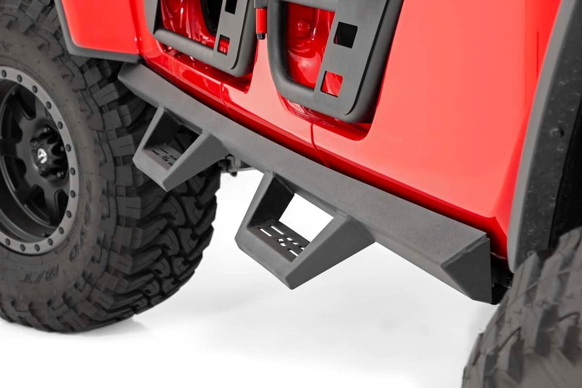 Contoured Rough Country Drop Steps for Jeep Gladiator JT (2020-2025) - Flush Fit Rails with Side Steps