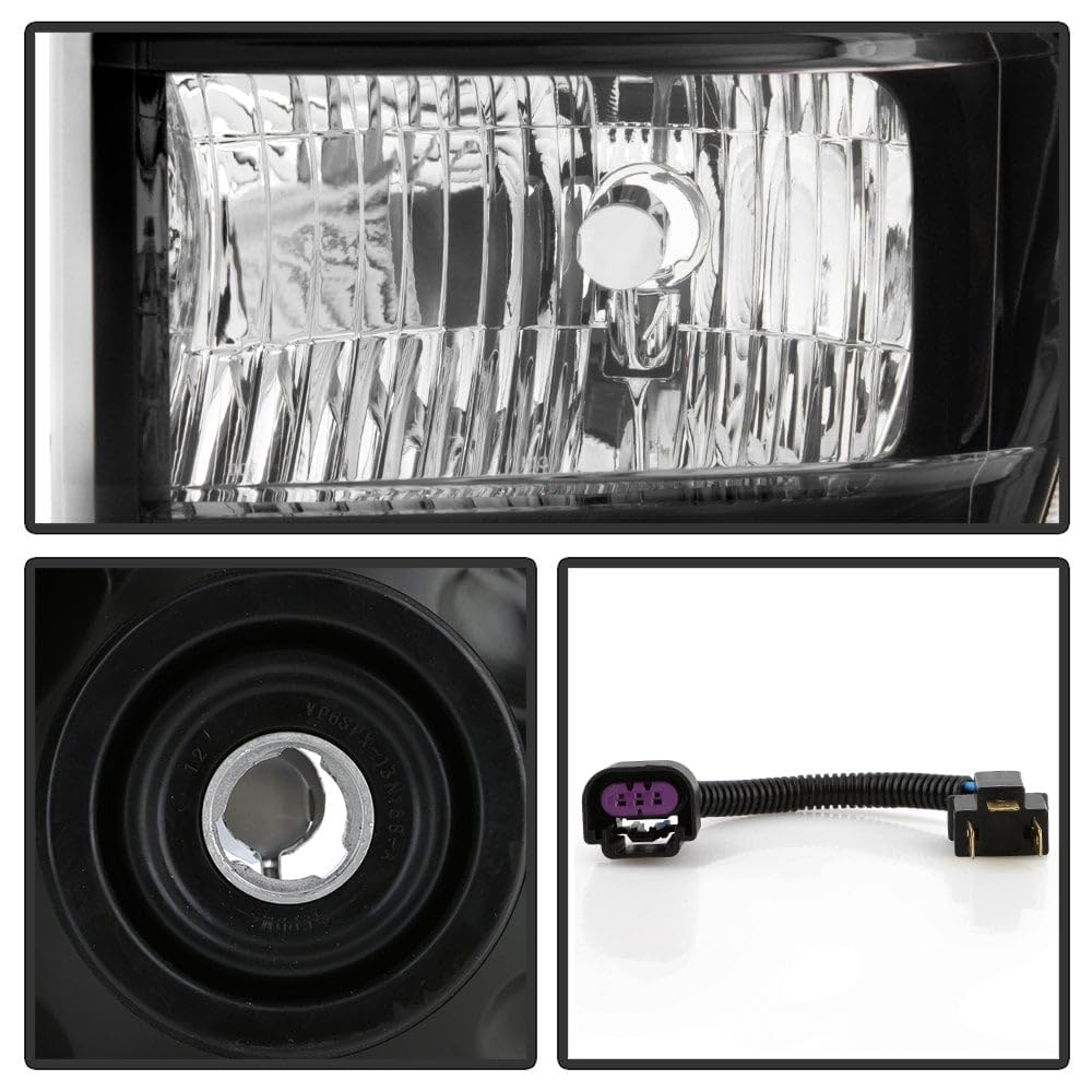 ( POE ) Ford E150 E250 08-14 / E350~E450 SuperDuty 08-19 / E550 08-17 / F650 F750 Crystal Headlights 16-17 - Low Beam-H13(Included) ; High Beam-H13(Included) ; Signal-3157A(Included) - OE SET Black
