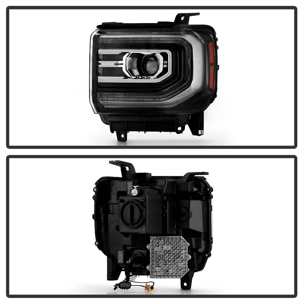 GMC Sierra 14-18 Spyder (xTune) Halogen Upgrade to w/LED DRL Model (Fit Halogen Only) Projector Headlights - Low Beam-H7(Included) ; High Beam-H7(Included) ; Signal-LED - Black
