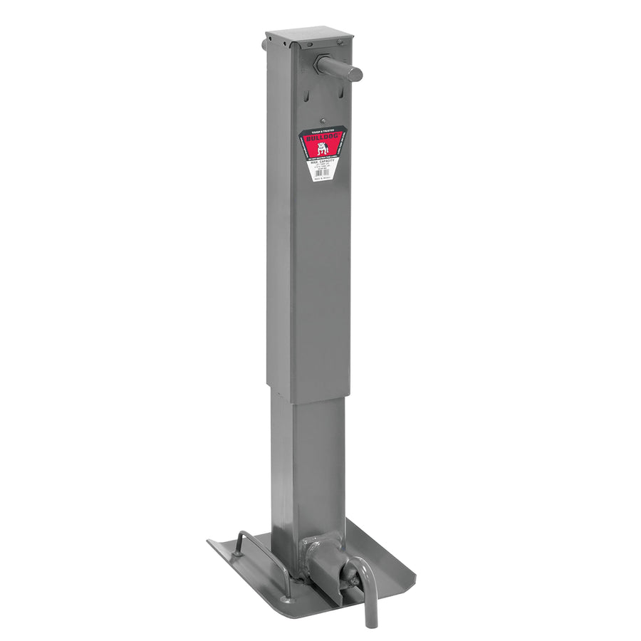 Bulldog HD 182400 Square Trailer Jack, 12,000 lbs. Support Capacity, Sidewind, 12-1/2 Inch Travel, Non-Spring Return, Drop Leg Pull Pin to The Side, No Handle