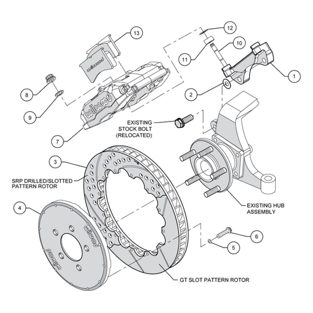 Wilwood 140-15147 Rear Inboard BNDLR Sprint Kit, 11.75" SuperAlloy Vented Rotor