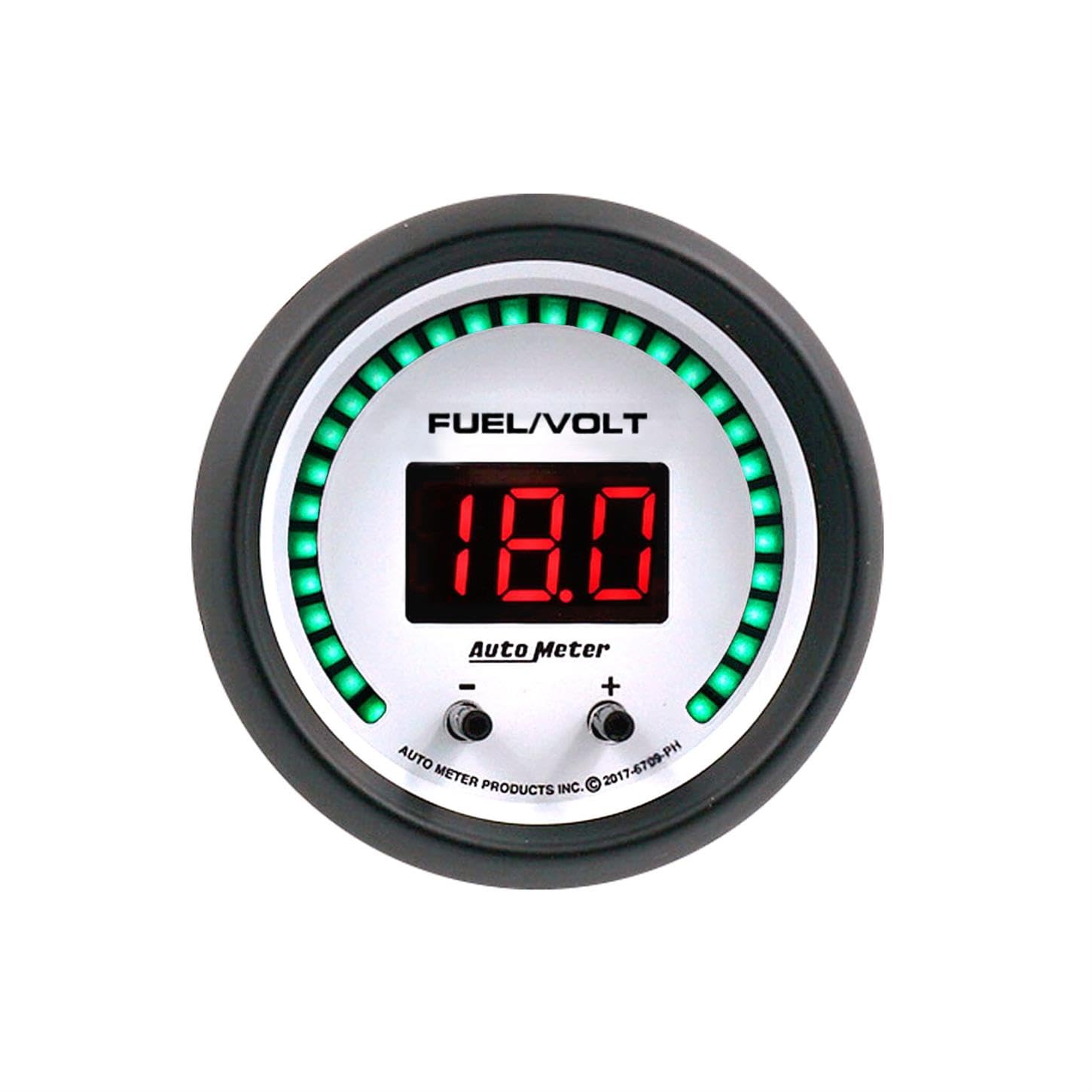 Gauge AutoMeter 6709-PH, Fuel/Volt, 2 1/16" Two Channel, Selectable, Phantom Elite Digital