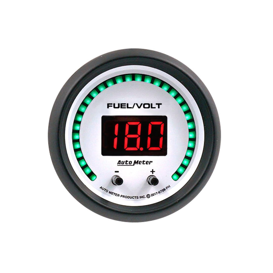 Gauge AutoMeter 6709-PH, Fuel/Volt, 2 1/16" Two Channel, Selectable, Phantom Elite Digital