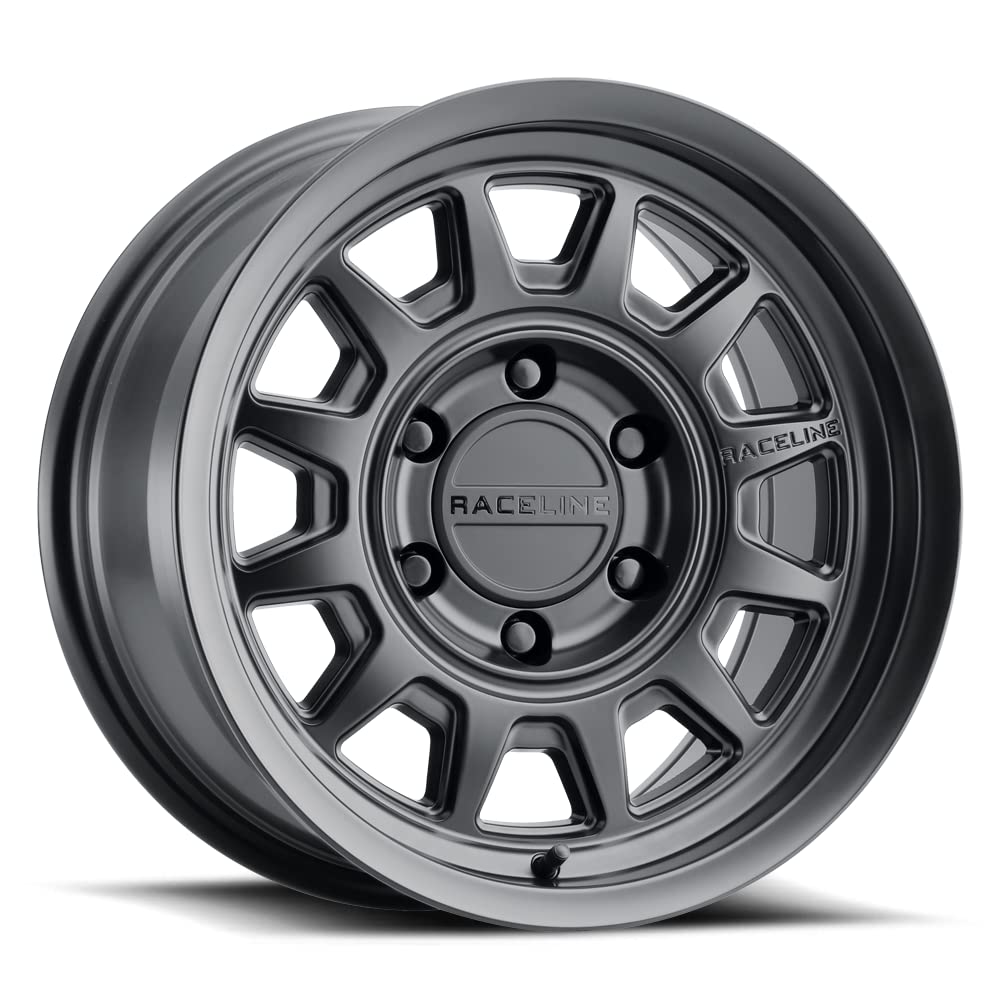 Raceline 952B AERO HD Wheels Satin Black 16X8"6X139.7 Bolt Pattern -6mm Offset/(4.23"B/S) 12 Spoke Aluminum Passenger Car Wheels, Full Size Replacement Black Car Rims