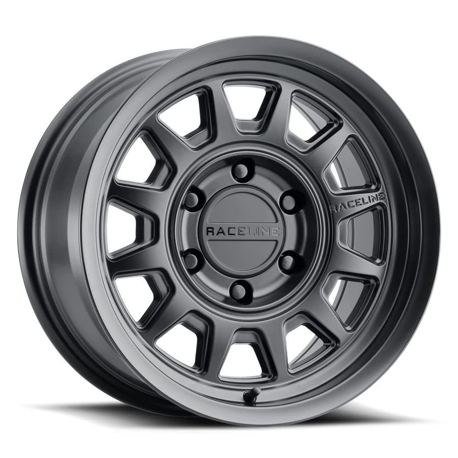 Raceline 952B AERO HD Wheels Satin Black 16X8"6X139.7 Bolt Pattern -6mm Offset/(4.23"B/S) 12 Spoke Aluminum Passenger Car Wheels, Full Size Replacement Black Car Rims