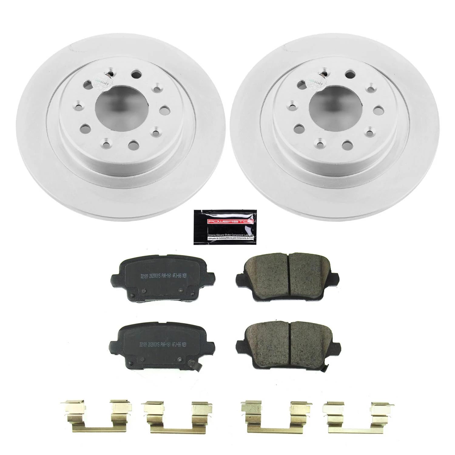 Power Stop Z17 CRK8677 Coated Rotor Kit-Rear Brake Rotors, Ceramic Brake Pads For Buick Regal Sportback 2019-2020 [Model Specific]