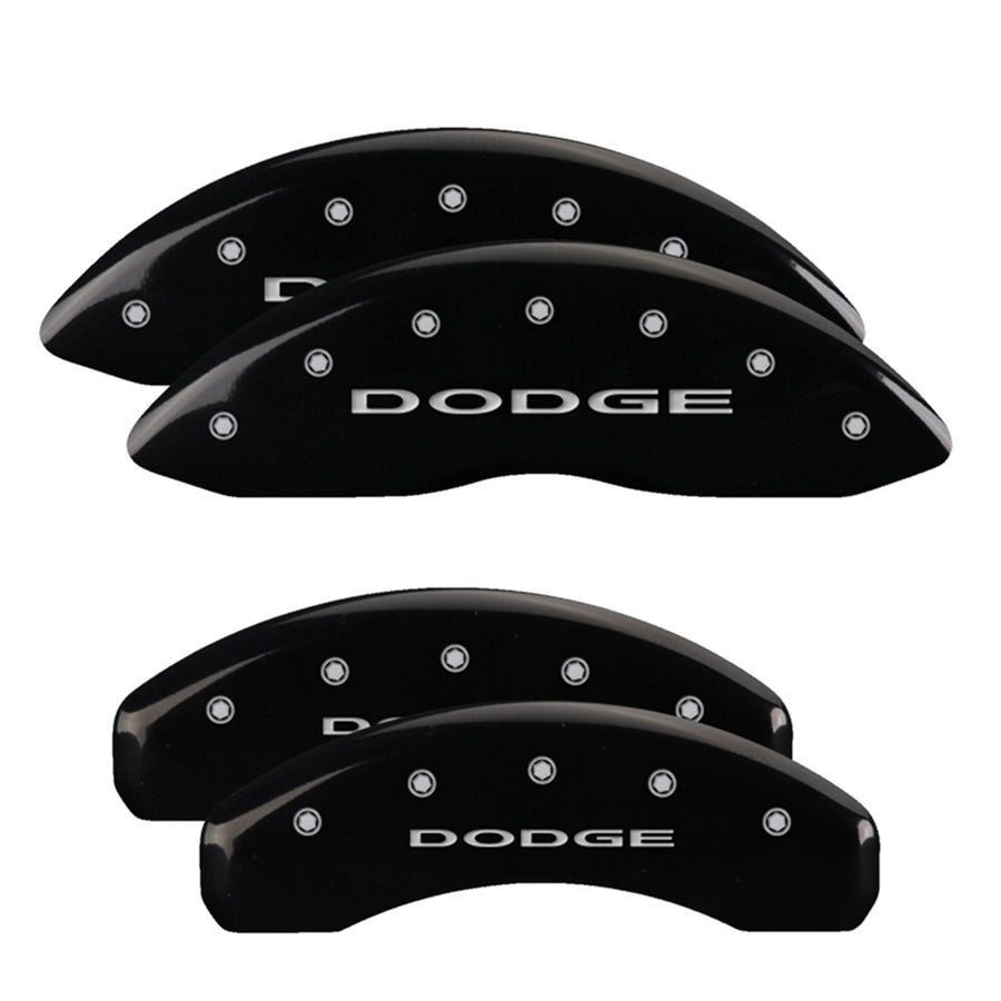 Brake Caliper Covers MGP for 2011-2025 Dodge Durango (Requires 17" Wheels or Larger) Black Powder-Coated Finish, Engraved Silver DODGE Logo, Aluminum Front and Rear Caliper Covers (Set of 4)