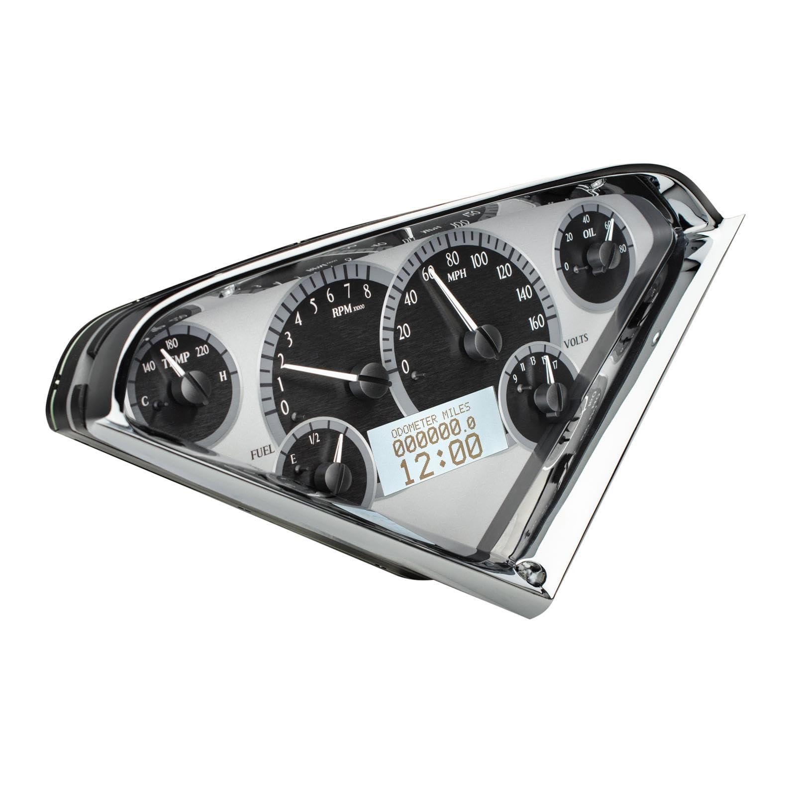 Dakota Digital 55 56 57 58 59 Chevy Analog Pickup Truck Dash Gauges Silver Alloy White VHX-55C-PU-S-W
