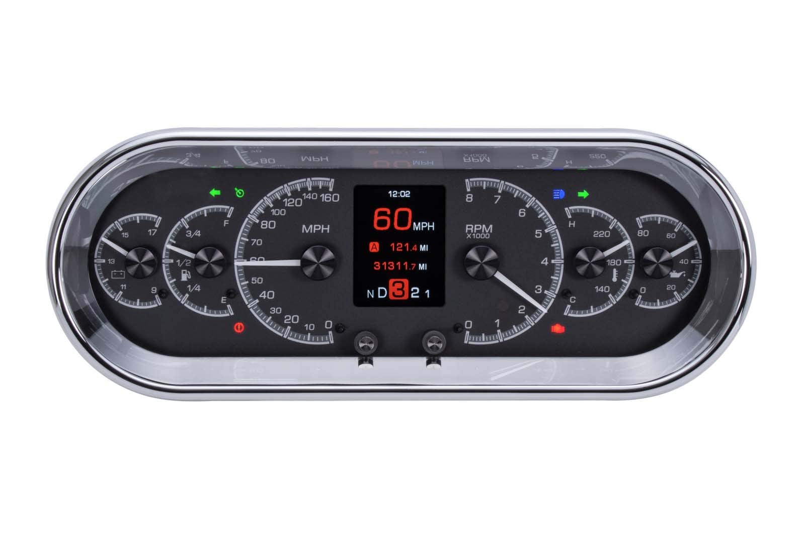 Dakota Digital Oval Universal Analog Gauges System Kit Black HDX-2018-K