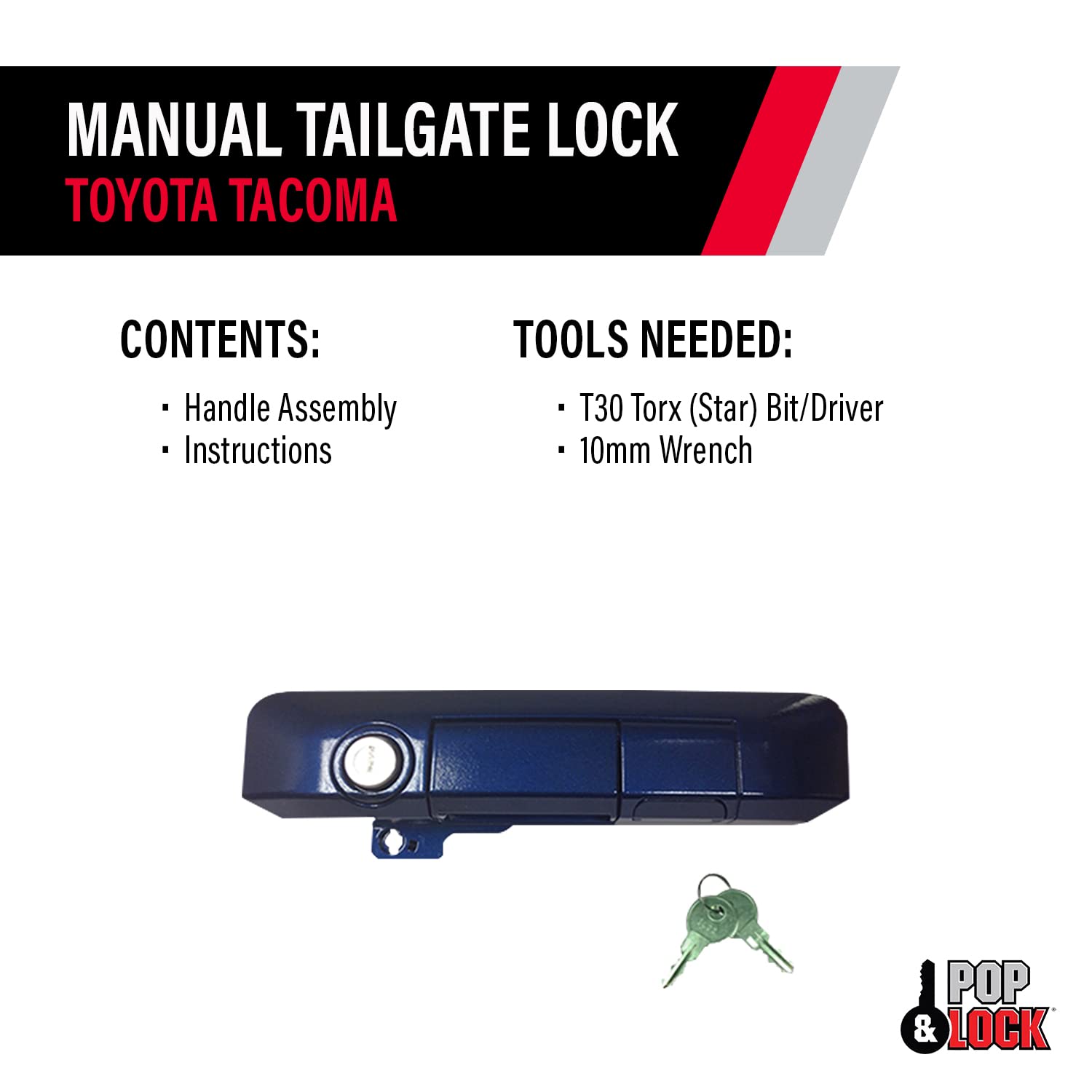 Pop & Lock Blue Ribbon Metallic PL5512 Manual Tailgate Lock for Toyota Tacoma (Standard Lock)