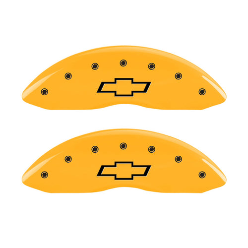 MGP Caliper Covers Yellow 14221FBOWYL Caliper Cover (Front set 2, Engraved Front: Bowtie, yellow powder coat finish, black characters)