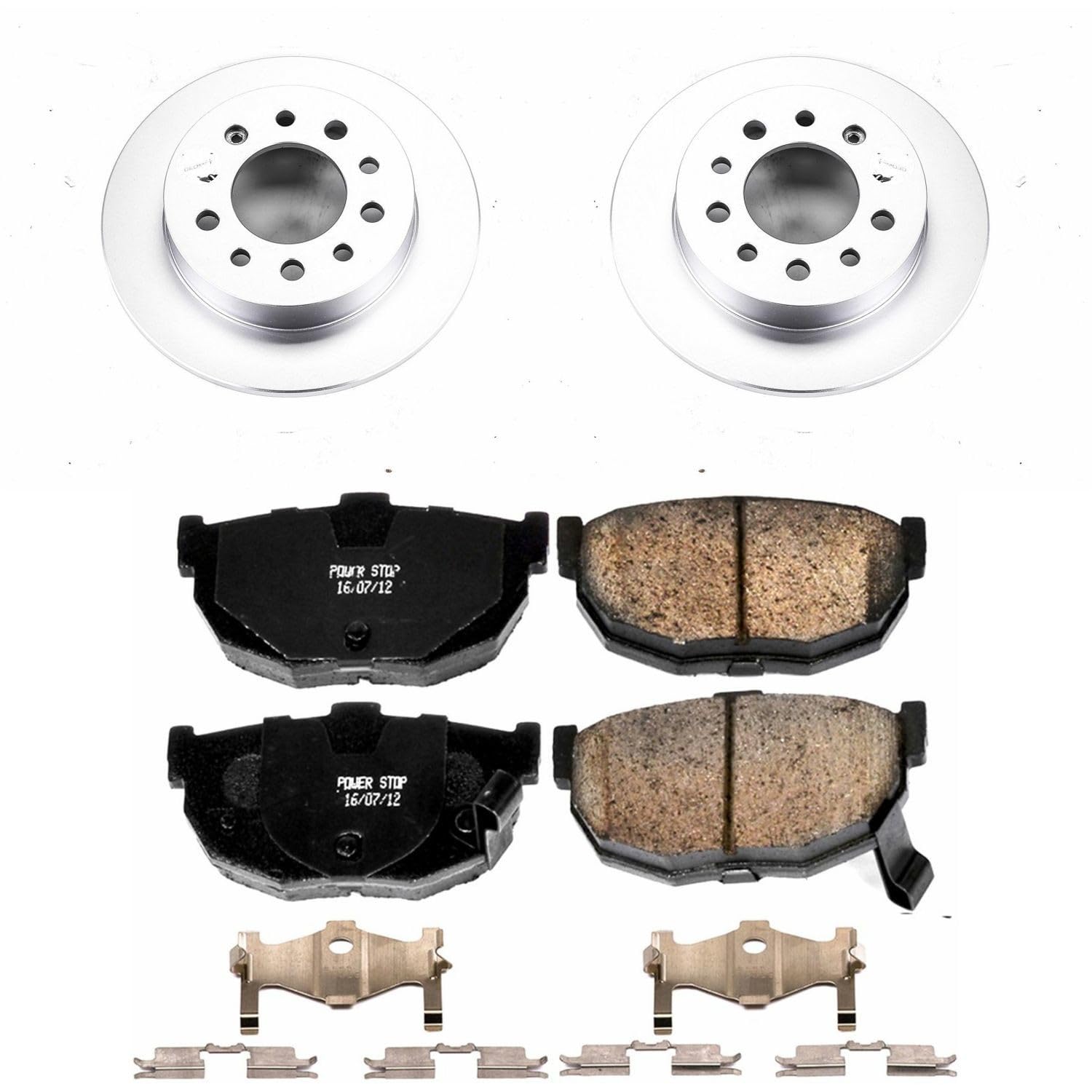 Power Stop Coated Brake Rotor & CRK170 Ceramic Brake Pads- rear For Hyundai Tiburon 2003-2008 [Vehicle Specific]